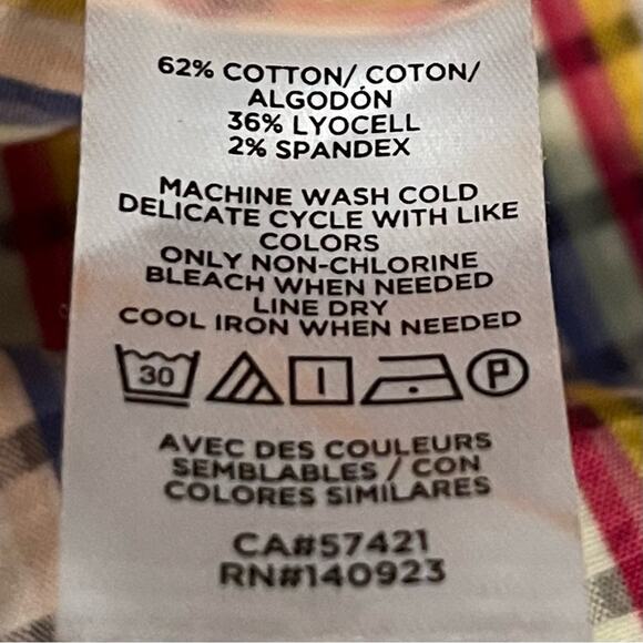 LOFT White Red Blue Yellow Plaid Cottage Fairy Boho Dress NWOT Size M - Picture 10 of 12